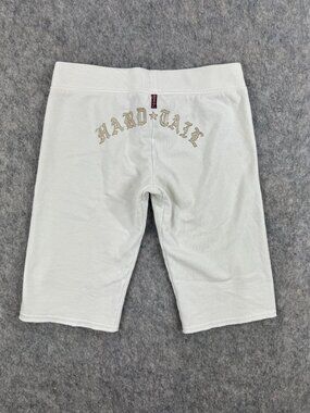 Hard Tail Sweat Shorts Spellout Y2K White Sz M Bermuda Embroidered